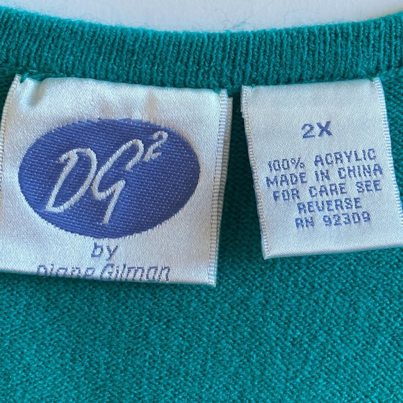 diane gilman womens sleeveless sweater tank top kelly green size 2X acrylic - Picture 7 of 9